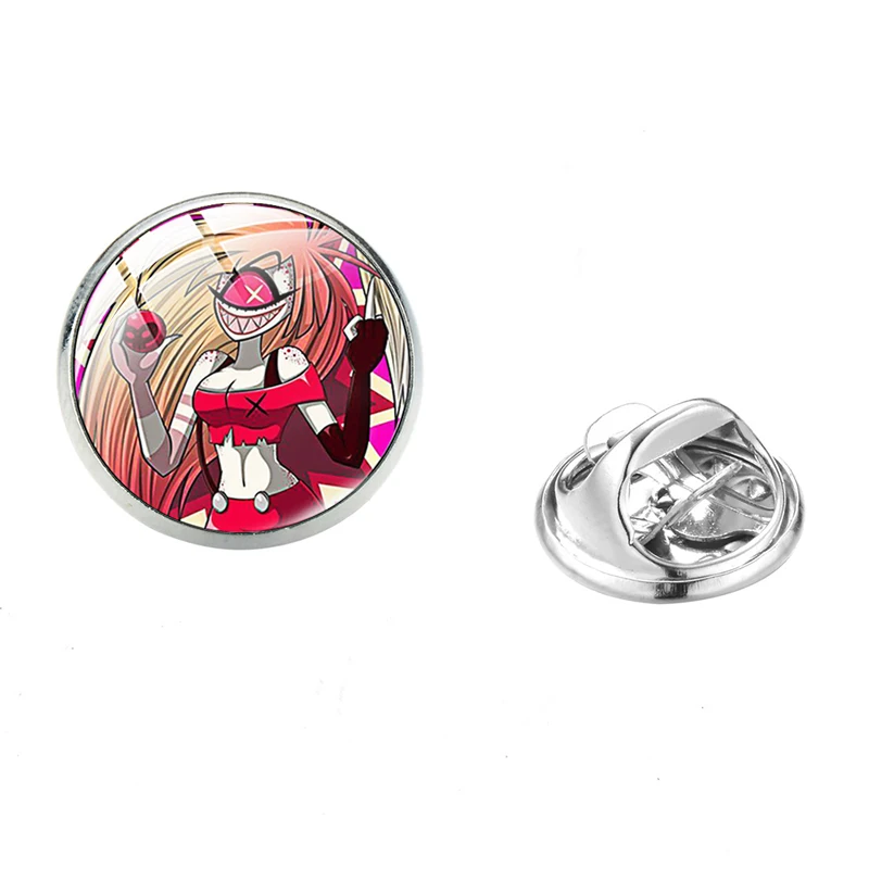 Style 2 SONGDA Популярные Аниме Hazbin отель Colar булавки значок Забавный Charlie Alastor Angel Vaggie стеклянный купол Мультяшные броши для фанатов - Окраска металла: Style 2