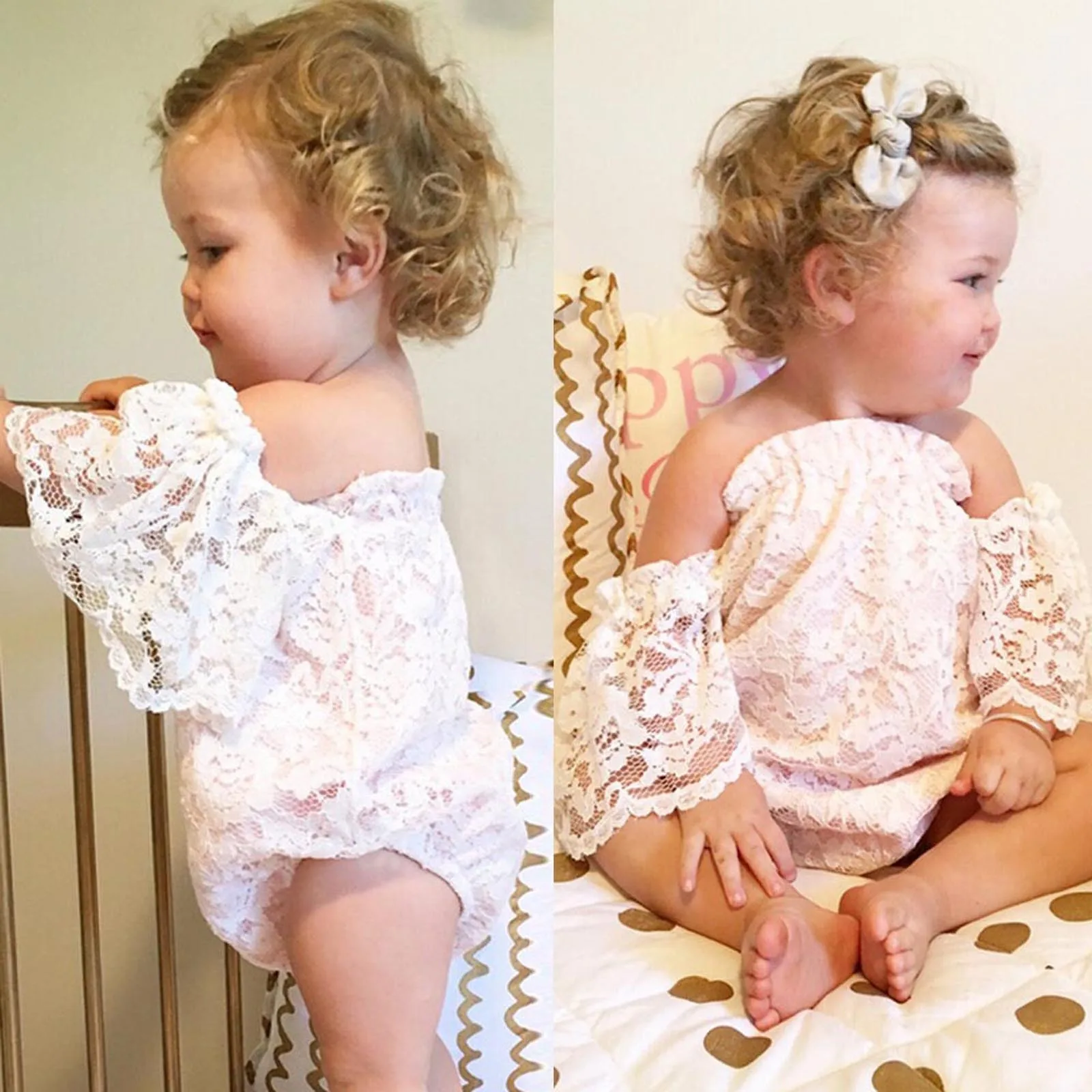 

0-24M Newborn Infant Baby Summer Clothes Girls Flower Lace Romper One Piece Bodysuit Outfits Clothes baby meisjes kleding E1