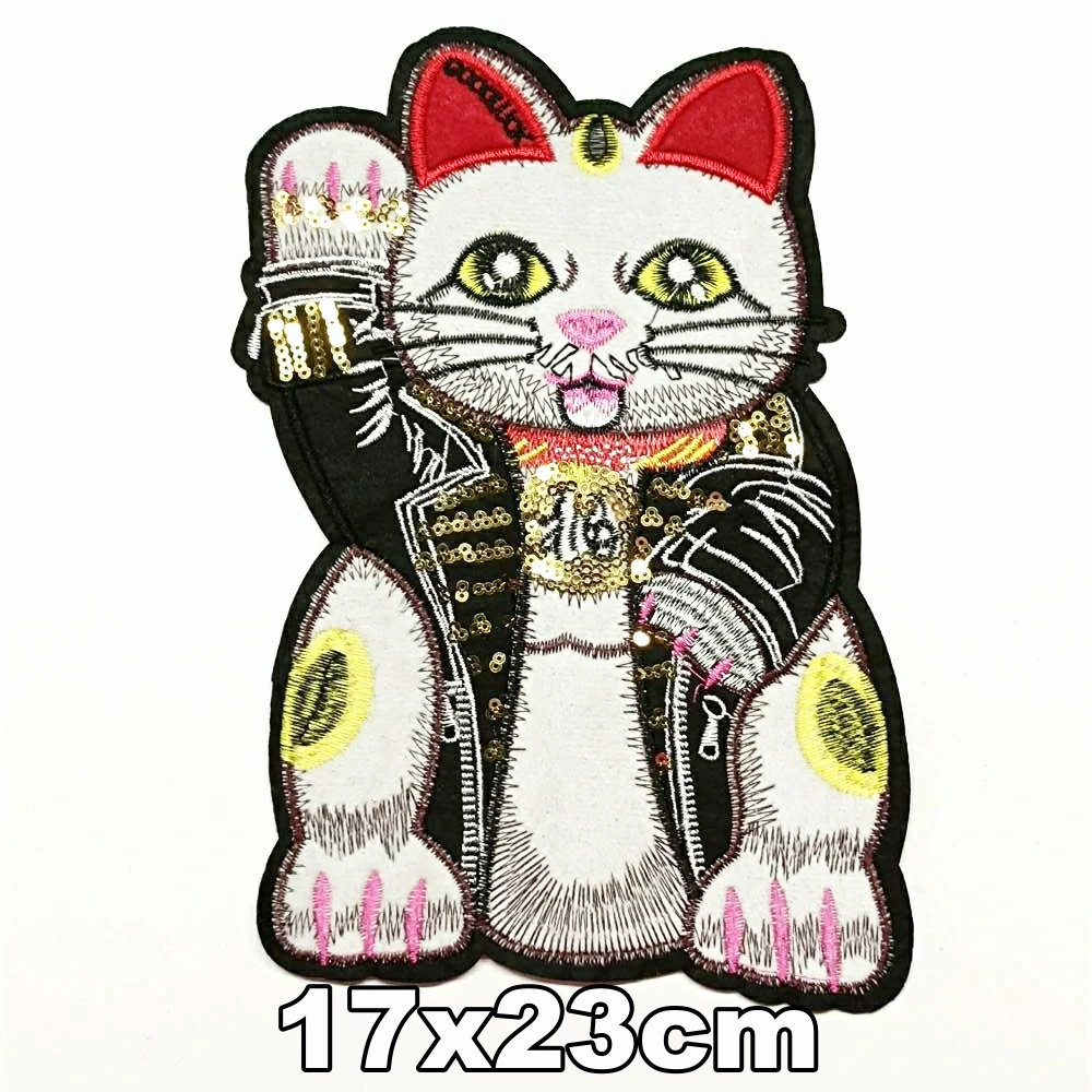 

Design large embroidery big cats animal cartoon patches for clothing HE-3256
