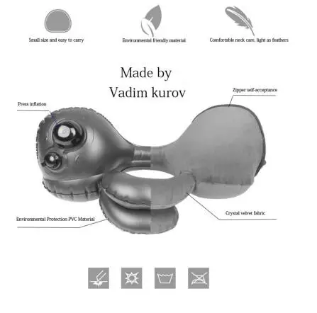 Надувная U-образная подушка для шеи путешествий офиса самолета вождения