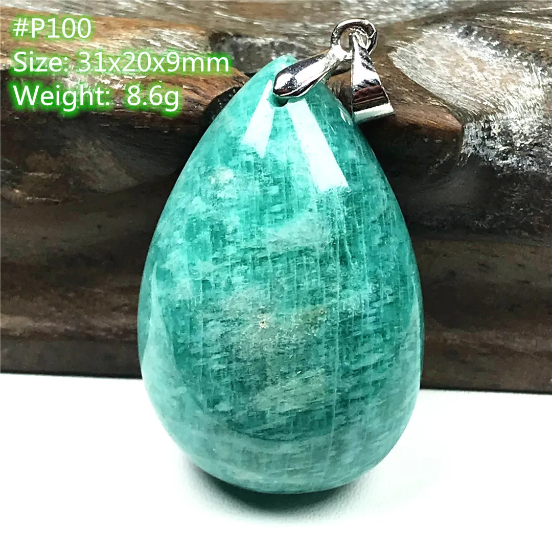 

Top Natural Blue Amazonite Pendant Jewelry For Women Men Healing Luck Gift 31x20x9mm Beads Luck Crystal Silver Gemstone AAAAA