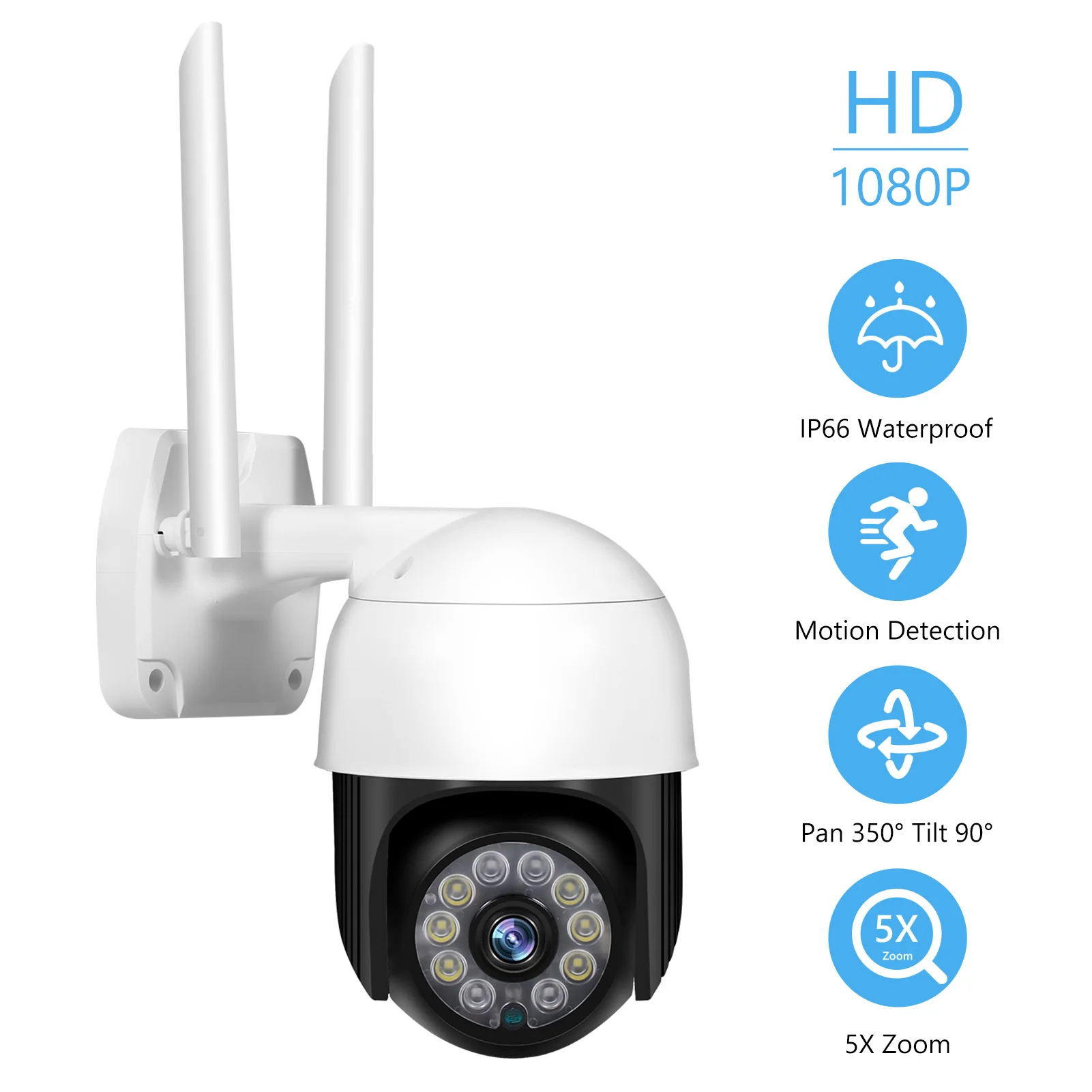 

2MP PTZ Security Camera Outdoor 1080P Wireless WiFi Surveillance Camera Support Night Vision,Motion Detection,Two-way Audio