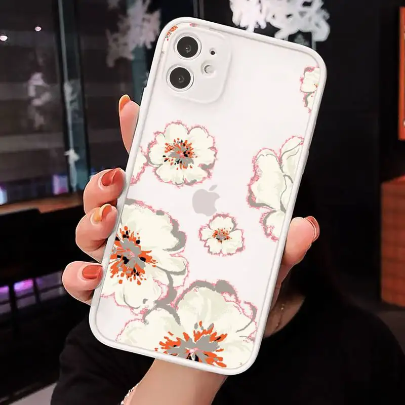 

Dried flowers pink Phone Cases matte transparent For iphone 7 8 11 12 plus mini x xs xr pro max cover