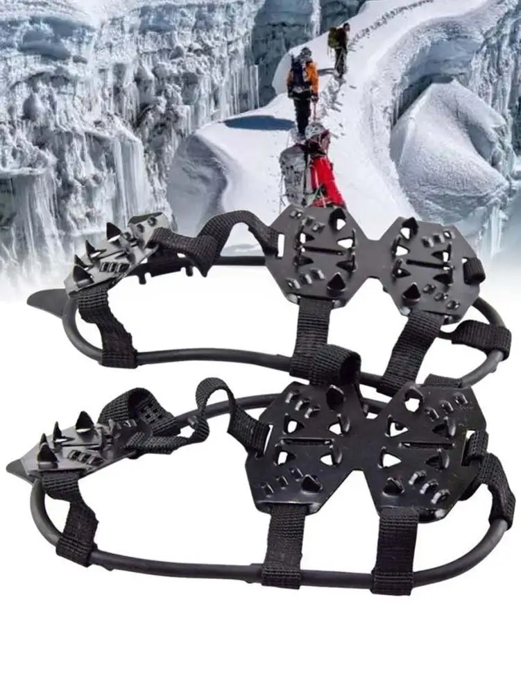 

Нескользящая Крышка для обуви, 24 зубца, марганцевая сталь, одиночные судороги, Нескользящие бахилы, когти, Снежная цепь, шламовые противоско...