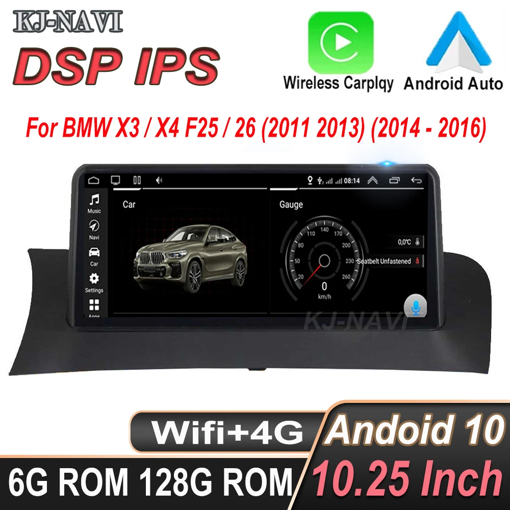 

Android 10.0 Car Player Radio Stereo GPS Navigation 10.25 Inch For BMW X3 / X4 F25 / 26 (2011 2013) (2014 - 2016) CIC NBT System