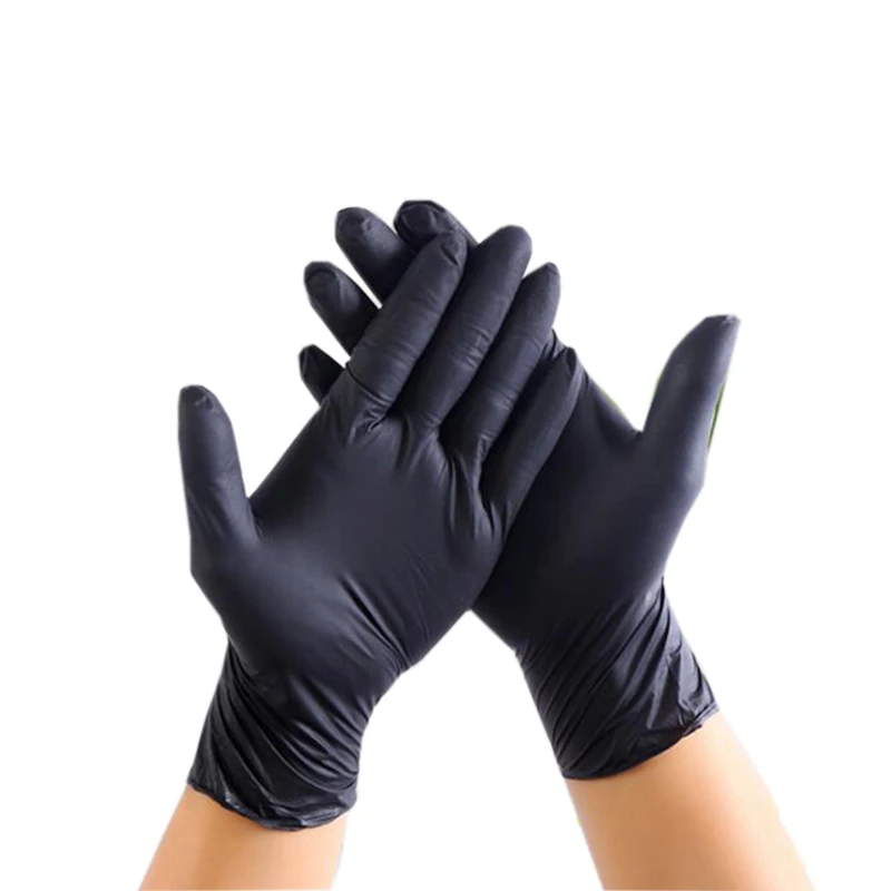 

Черные нитриловые перчатки 100 шт. одноразовые пищевые водонепроницаемые гипоаллергенные одноразовые защитные садовые перчатки