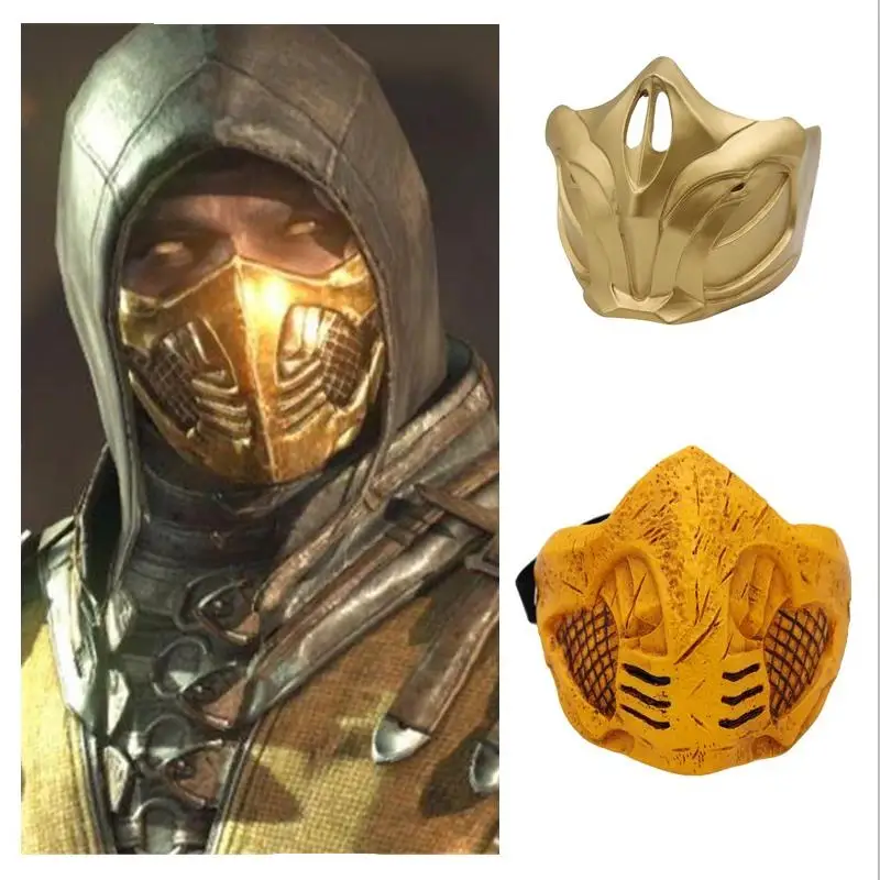 

New Mortal Kombat Scorpion Resin Mask Cosplay 4 Color Half Face Ladies Men Halloween Party Entertainment Cool Play Props