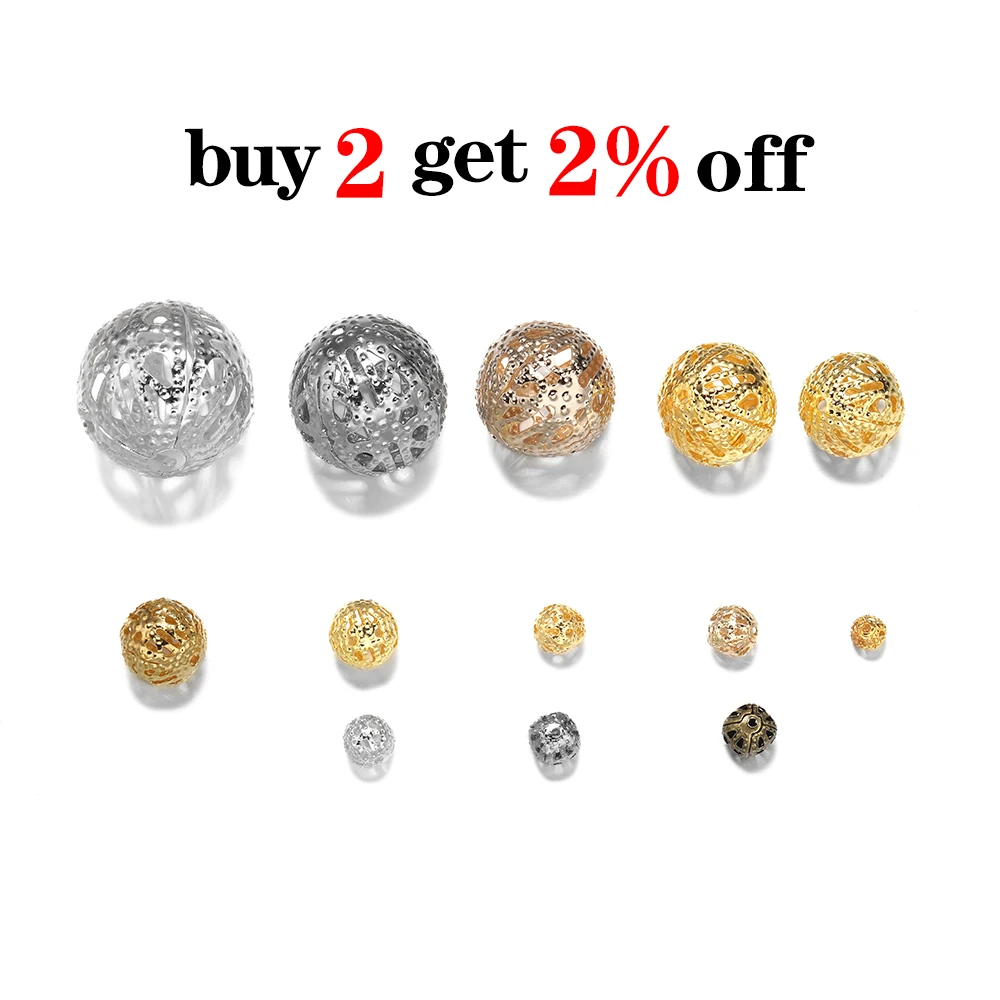 10-200 шт./лот филигранные полые шарики шапочки Круглые Обжимные семена разделители