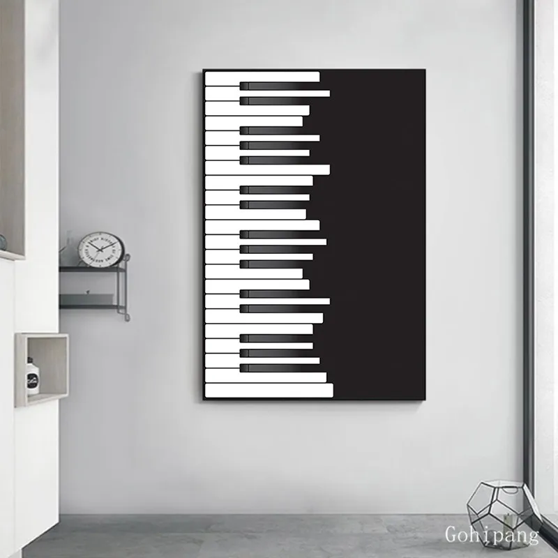 Абстрактная черно-белая печать плаката скандинавские фортепианные картины