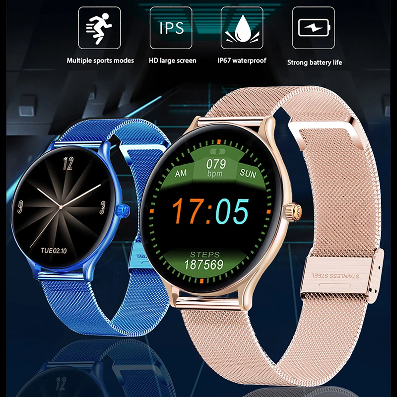 

2021 Neue Frauen Smart Uhr Frau Mode Uhr Herz Rate Schlaf berwachung Fr Android IOS Wasserdichte Damen Smartwatch + box