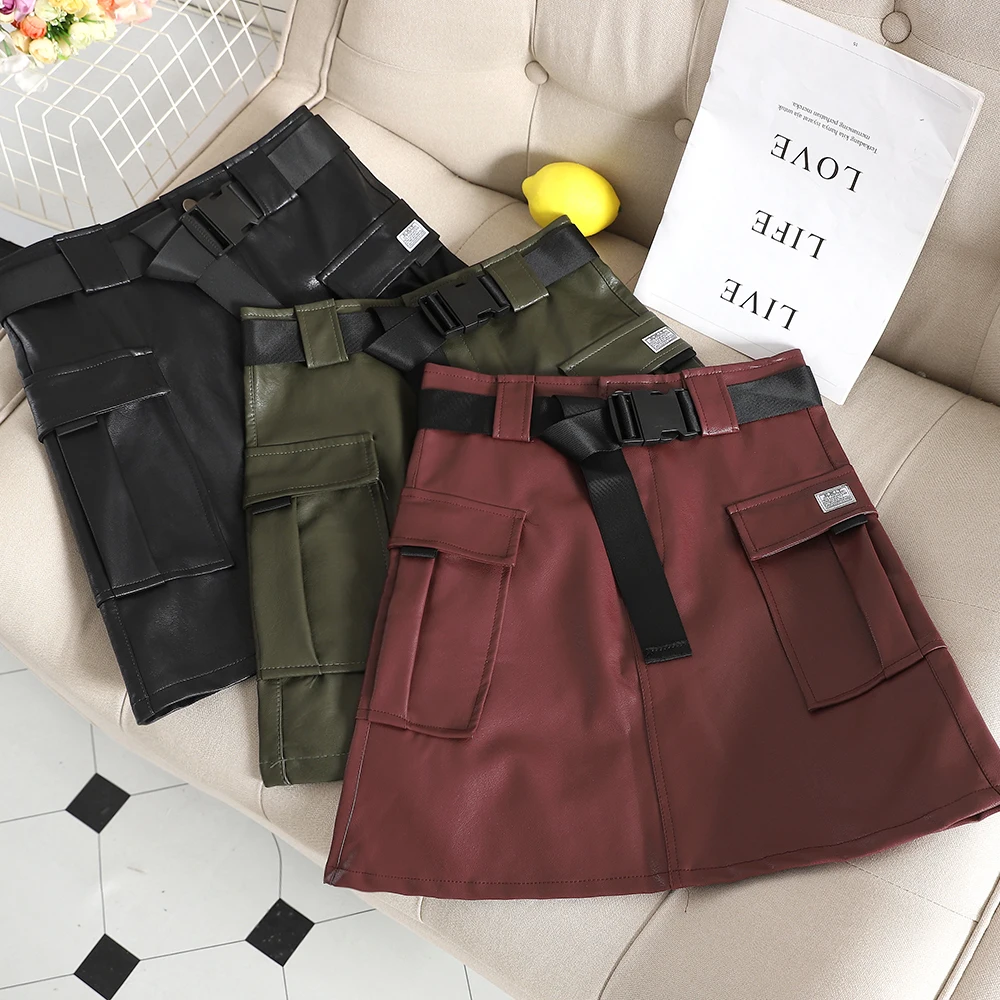 SINGRAIN Женская юбка-карандаш из искусственной кожи высокая талия Клубная одежда