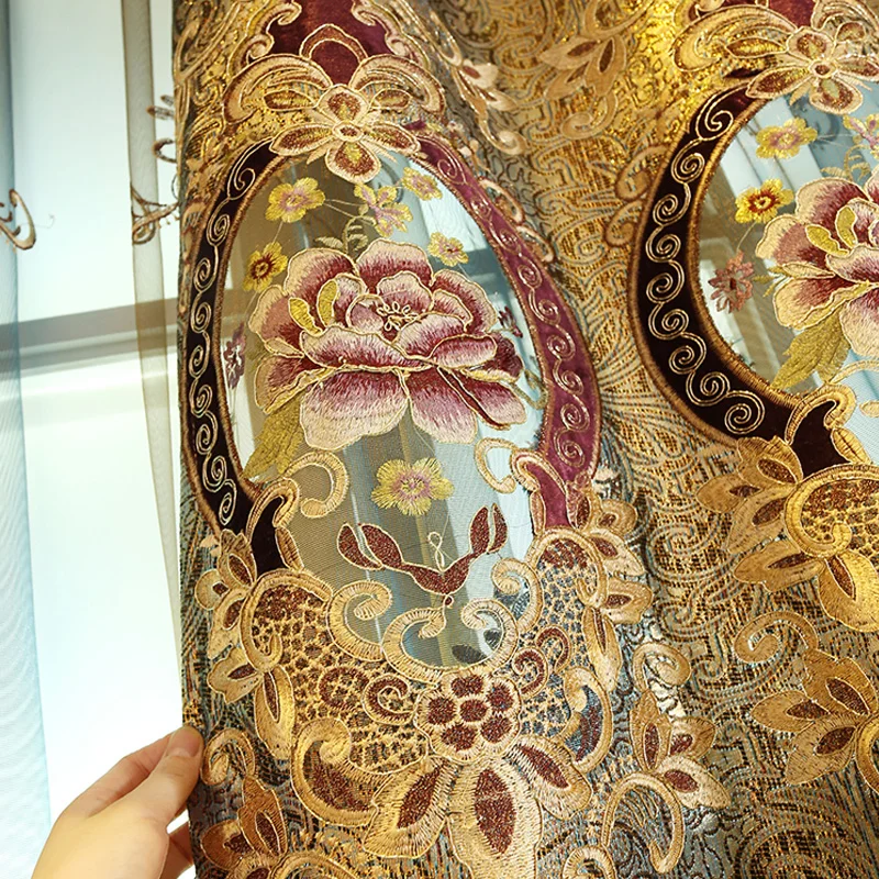 Роскошные занавески в европейском стиле Королевского золотого цвета для женской