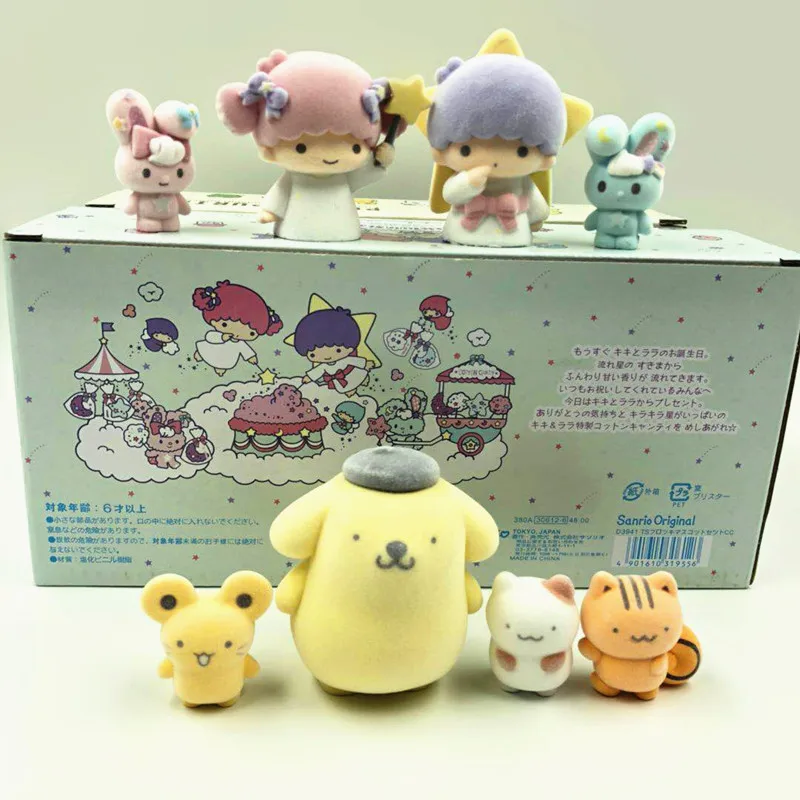 Милые Pom pudin Pudding Dog Little Twin Stars Флокирование ПВХ Модель фигурка игрушка кукла