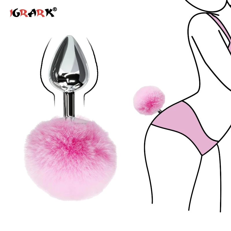 Анальная пробка из нержавеющей стали для ролевых игр кроличий хвост массажер