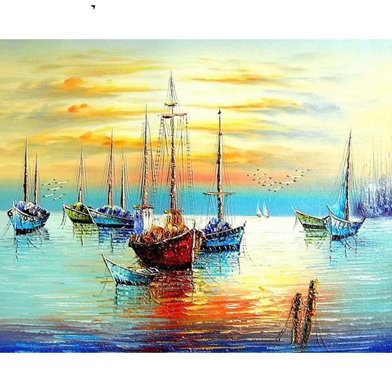 Fleet Paint By Numbers Coloring Hand Painted Home Decor Kits Drawing Canvas DIY Oil Painting Pictures By Numbers