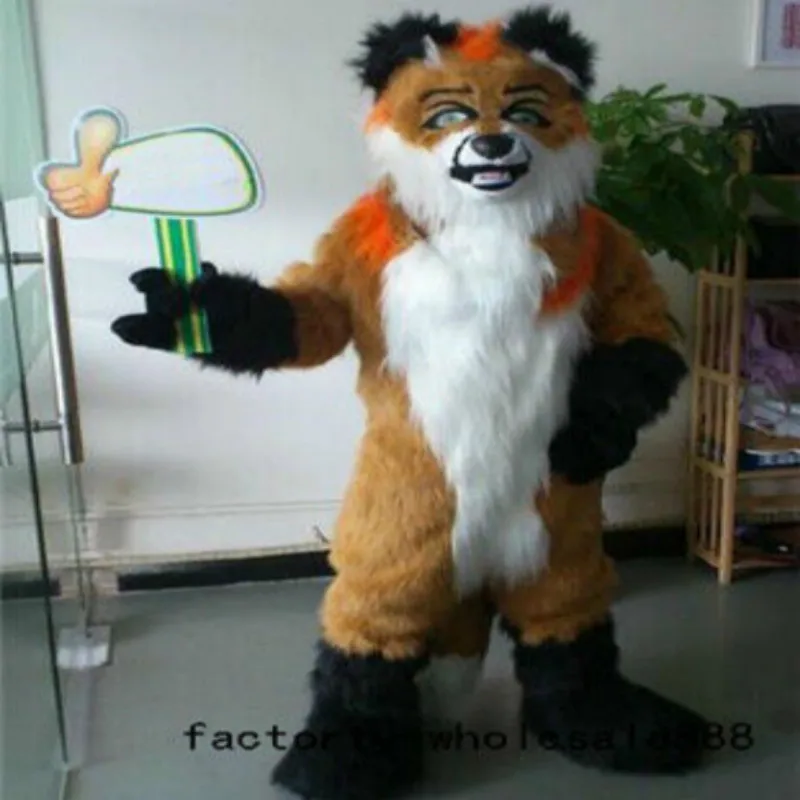 С длинноворсовым мехом Коричневая собака хаски маскарадный костюм лисы взрослый