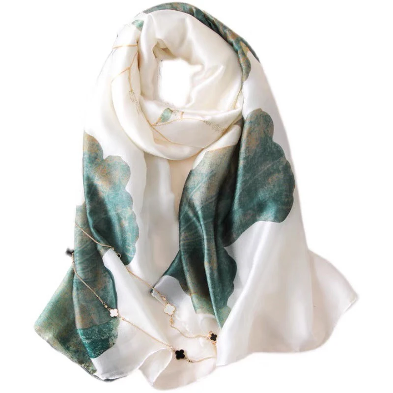 Платок женский Шелковый с цветочным принтом розовый 2021 |