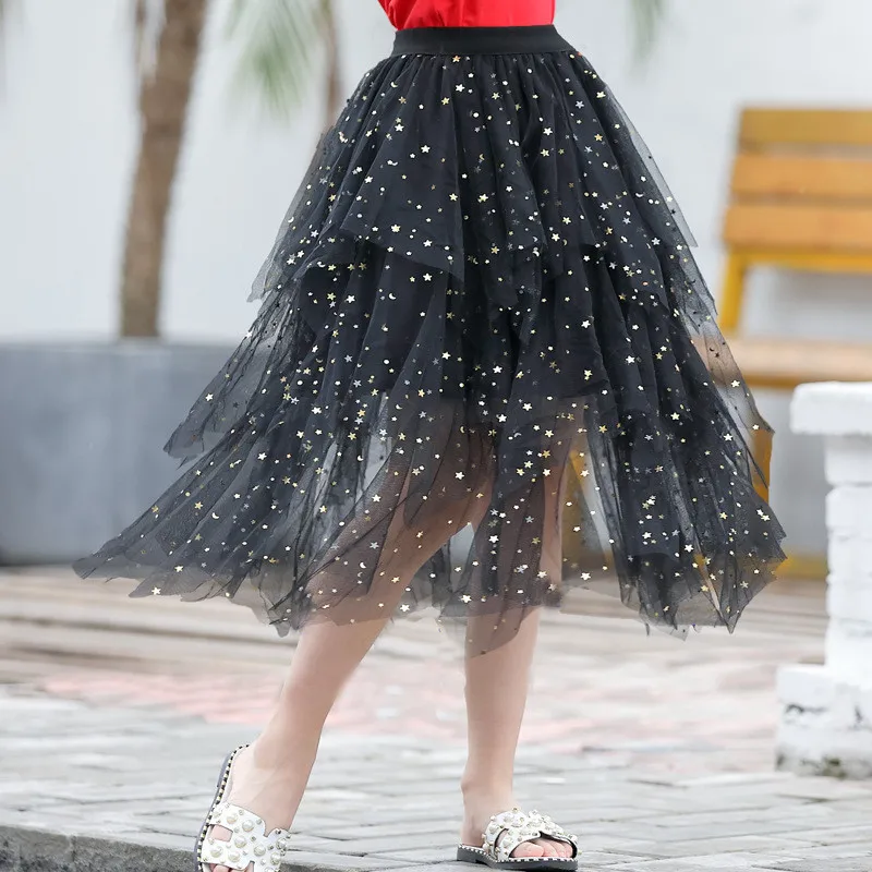 

Girls Skirt Summer Autumn 2020 New Cake Irregular Children Princess Skirts Sequins Star Girls Net Yarn Skirts 2 4 6 8 10 12 14