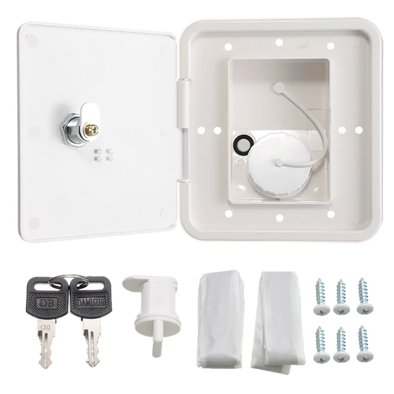 

RV Water Filler Accessories Fill Trailer Leakproof Square Hatch Cover Install RV Water Gravity Inlet Rugged Universal