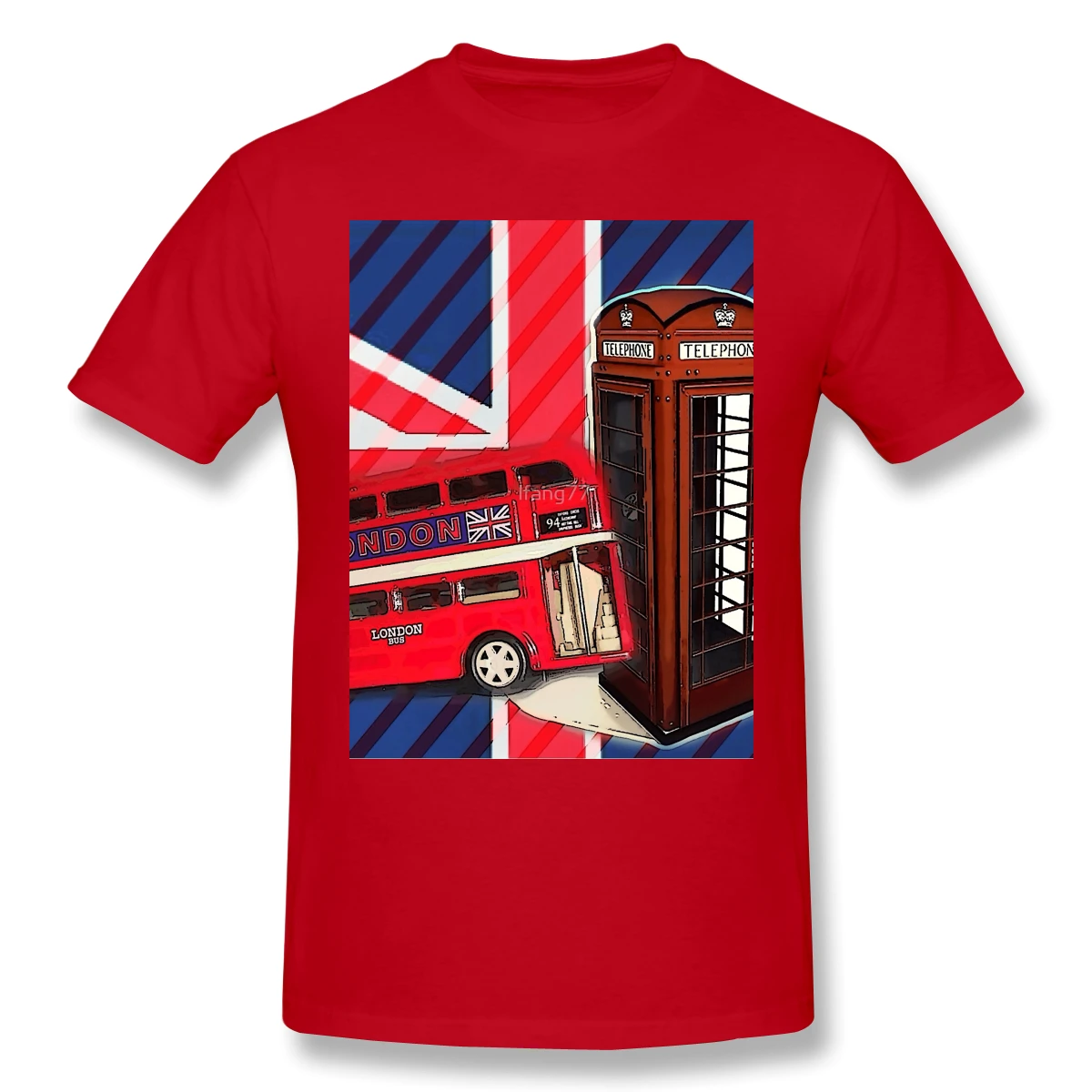 

Union Jack London Bus Vintage Red Telephone Booth Men's Basic Short Sleeve T-Shirt Funny Graphic Top tee Eur Size