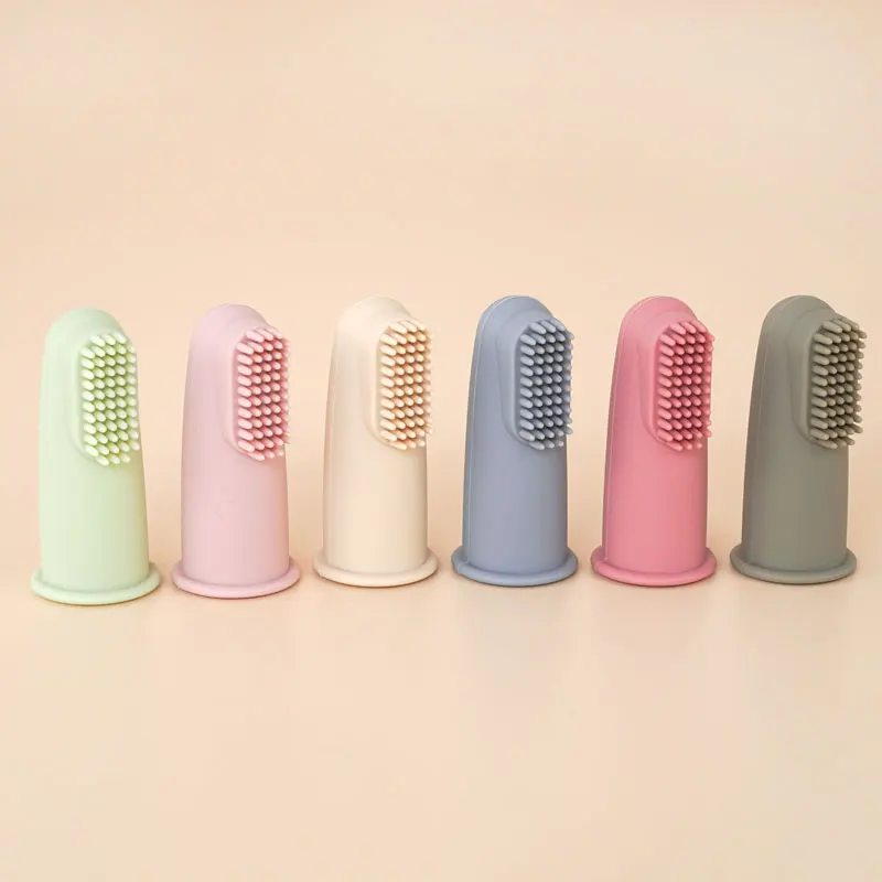 Cepillo de dientes de dedo suave para beb&eacute;, masaje claro, silicona suave, Limpieza de dientes de goma-1