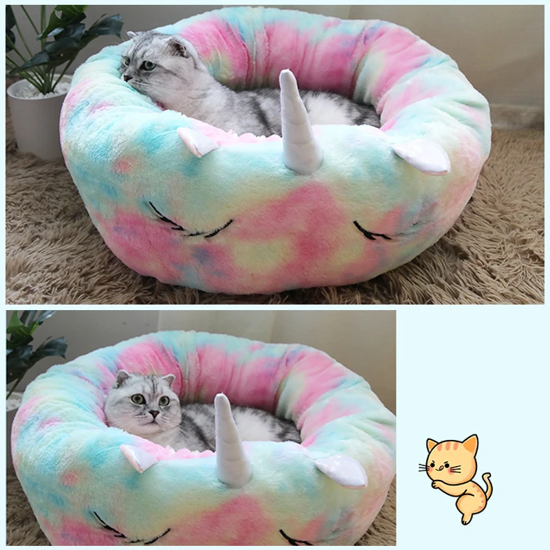 Роскошная кровать для собак Единорог круглый домик кошек нескользящее Прочное