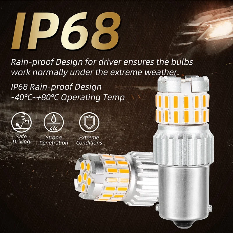 

2 x 1156 BA15S 7506 Amber Yellow Car LED Turn Signal Corner Light Bulb P21W 12V