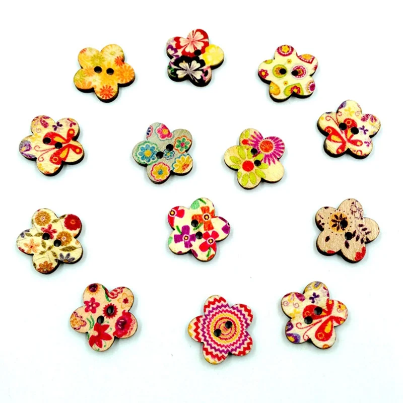 Деревянные пуговицы в форме цветка сливы цветные украшения DIY разные деревянные