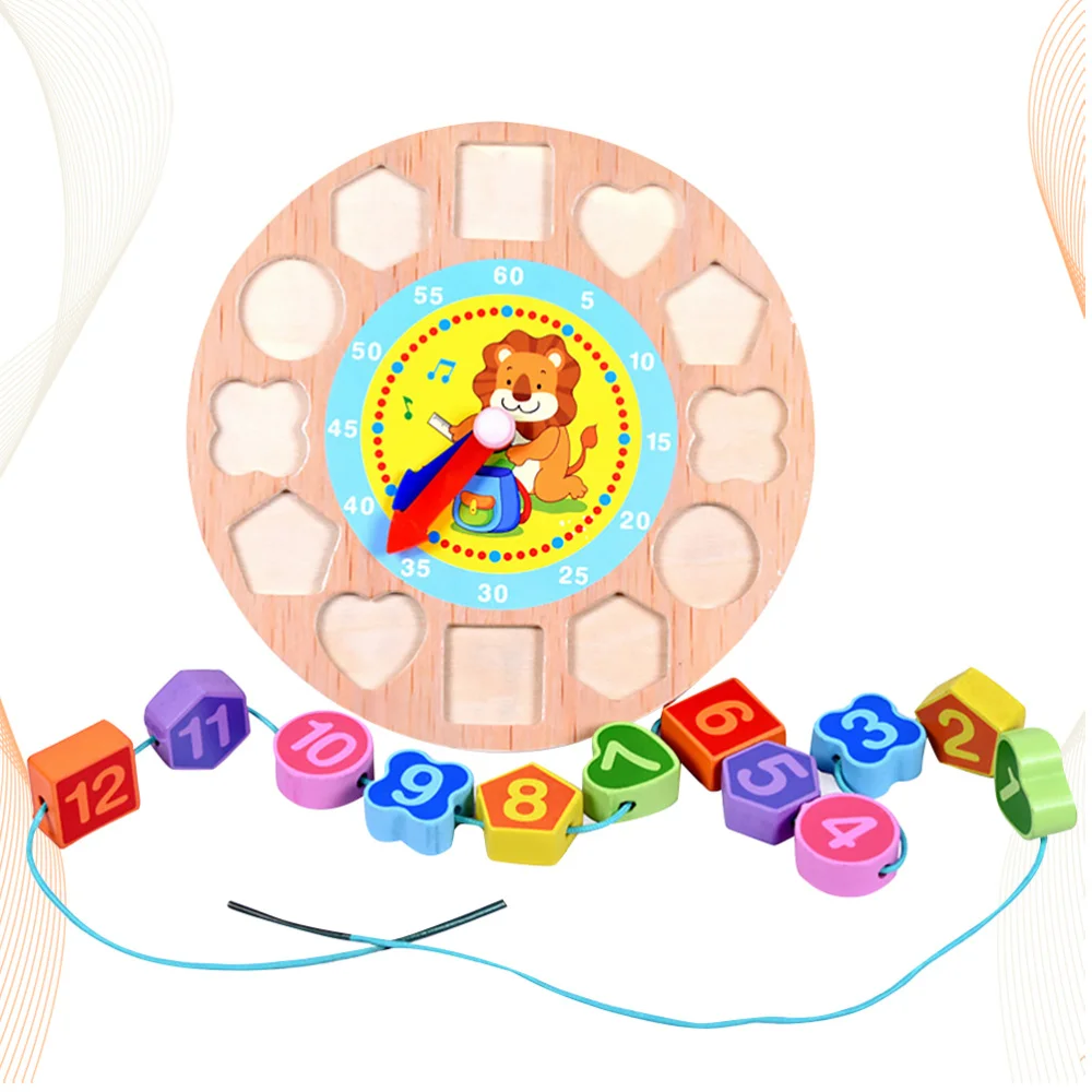 

1 Set Wooden DIY Clock Funny Lion Pattern Matching Blocks Clock Educational Toys Clock Plaything for Boys