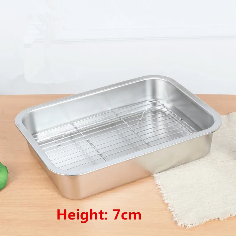 Глубокая Квадратная тарелка поддон нержавеющая сталь барбекю фаст фуд с сеткой