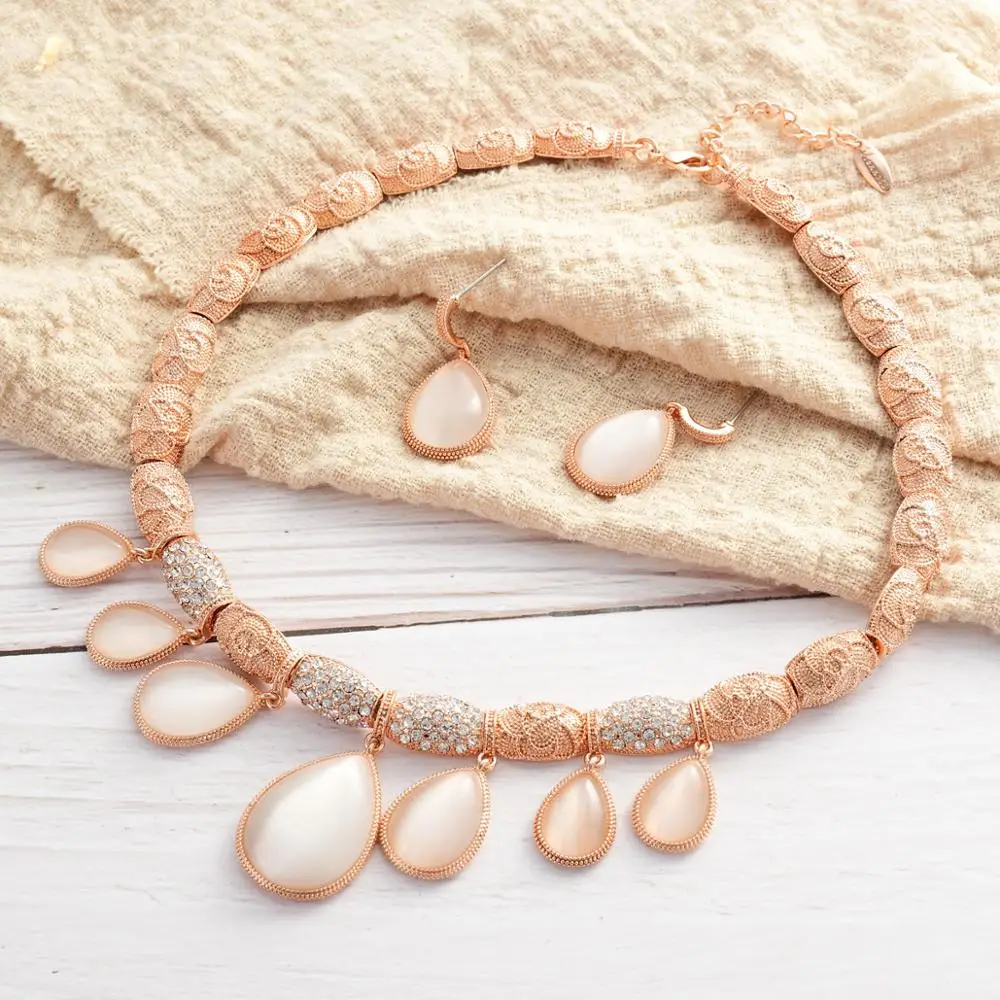 Viennois набор украшений для женщин геометрический Опал Дизайн Ожерелье Висячие