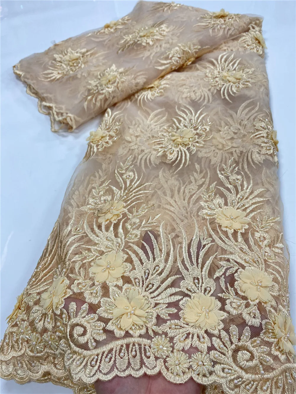 

XIYA African 3D Lace Fabric 2020 High Quality French Lace Fabric Nigerian Lace Fabrics For Women Wedding Party Dress QF3548B-3
