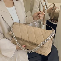 winter chain puffy padded bags for women chic thread plaid lingge ladies shoulder crossbody bag weekend work female clutch new