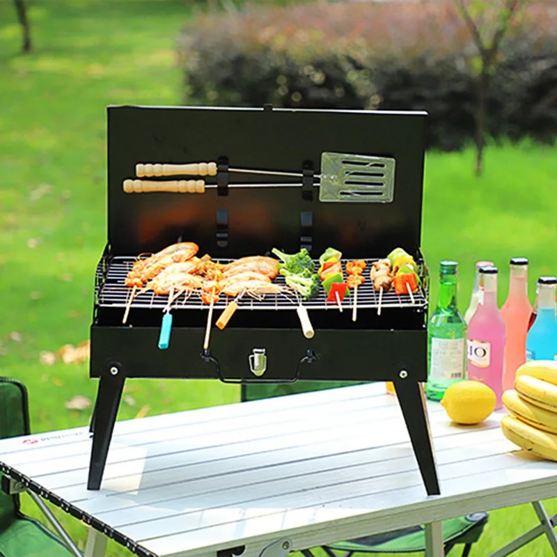 

Portable BBQ Grill Folding Charcoal Grill Outdoor Stainless Steel BBQ Grill Camping Cooking Picnic Prarty Barbecue Tools