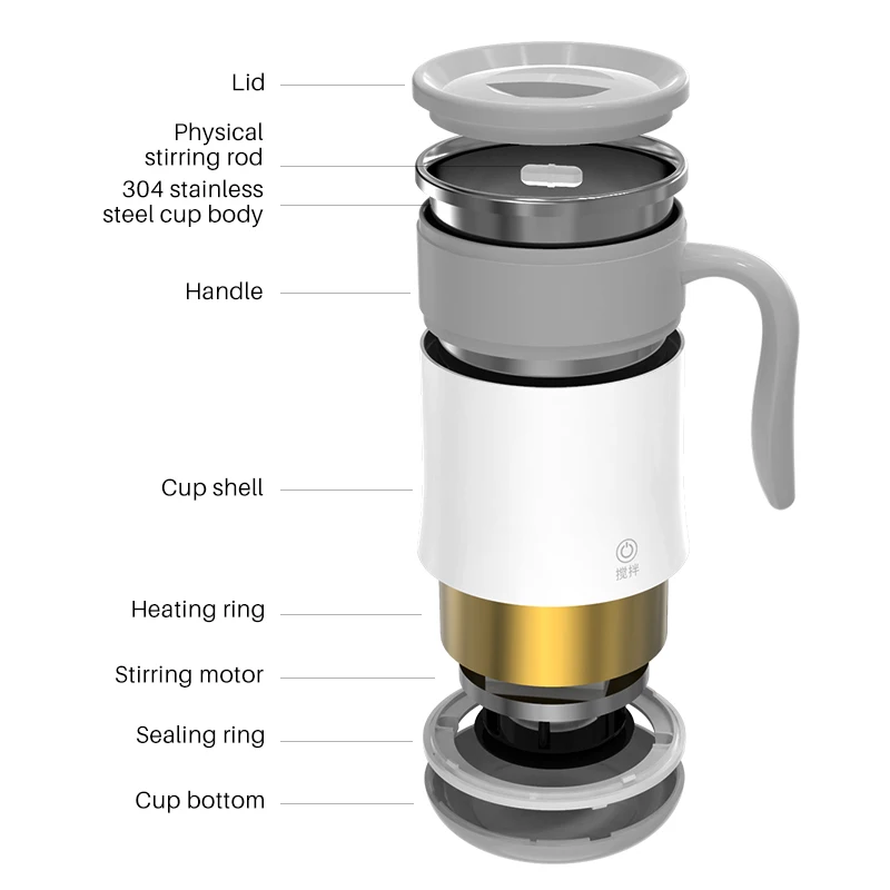 

Automatic Electric Coffee Milk Mixing Mug Smart Stainless Steel Juice Stiring Cup Night Light Desk Lamp Factory Wireless Charger
