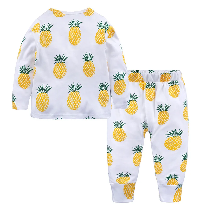 Пижамный комплект детский с принтом фруктов и овощей на весну осень|Комплекты