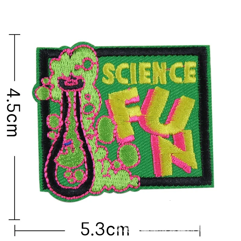 Cartoon Science Fiction Letter Embroidered Iron on Fun Burette Patch Ironing Clothing Sewing Supplies Decor Patches For | Дом и сад