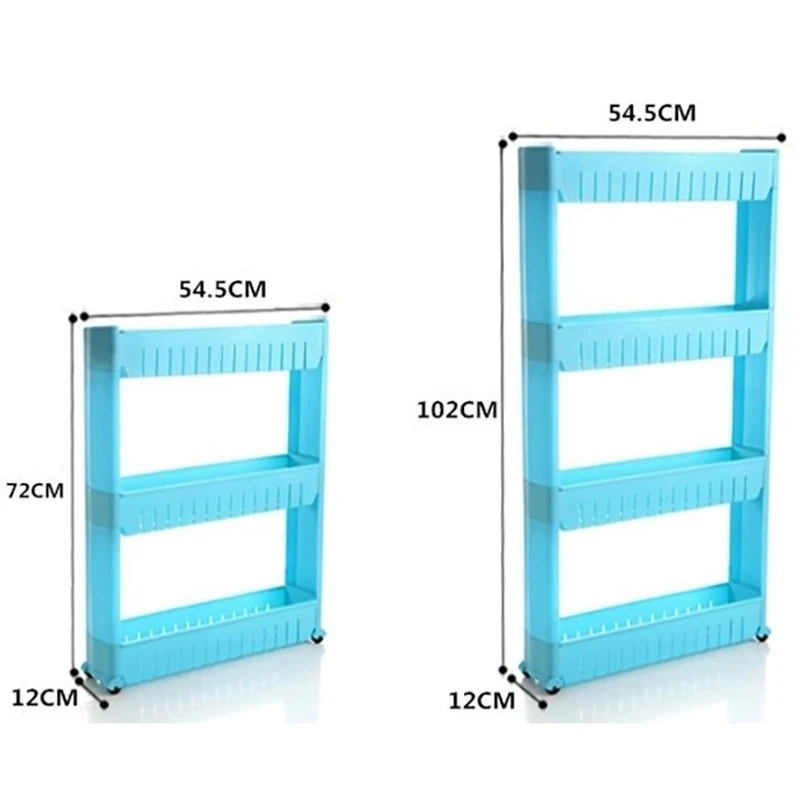 

Storage Shelf Plastic Subdries Rack Movable Interspace Storage Racks Refrigerator Space Rack with Roller Kitchen Organizer