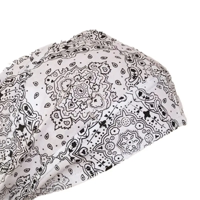 

Men Women Pirate Skull Cap Bandana Head Wraps Vintage Paisley Floral Printed Biker Sweat-Wicking Beanies Chemo Hat with Back Tie