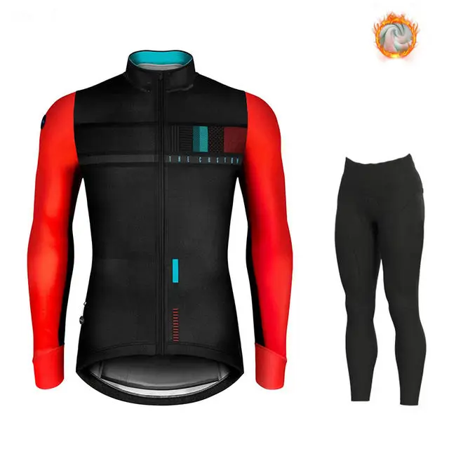 cycling jersey set 4 Зимний шерстяной костюм для велоспорта, мужской костюм для велоспорта, уличная спортивная одежда, форма для горного велосипеда, комплект для триатлона, гобайка - Цвет: cycling jersey set 4