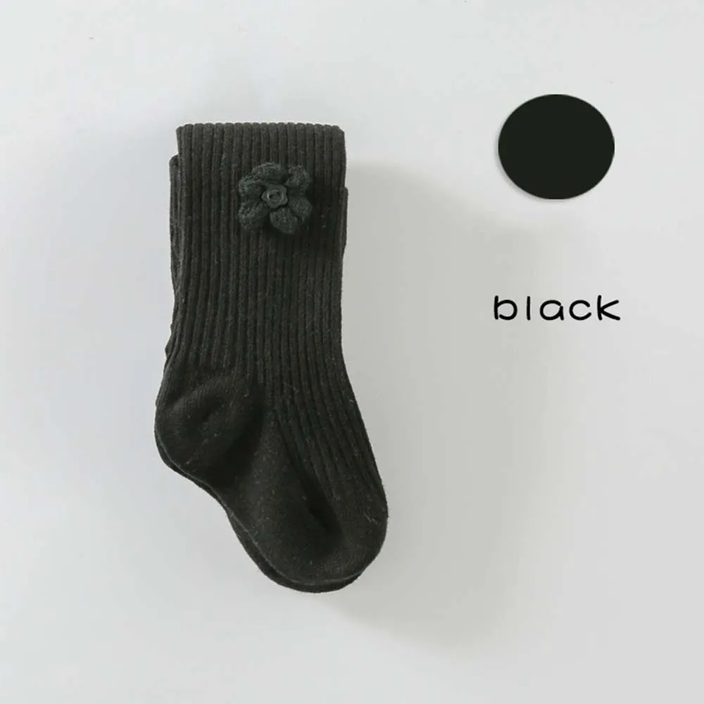 black M Мягкие хлопковые колготки для детей; сезон весна-осень-зима; колготки с цветами; хлопковые колготки для маленьких девочек; детские вязаные колготки; collant - Цвет: black M