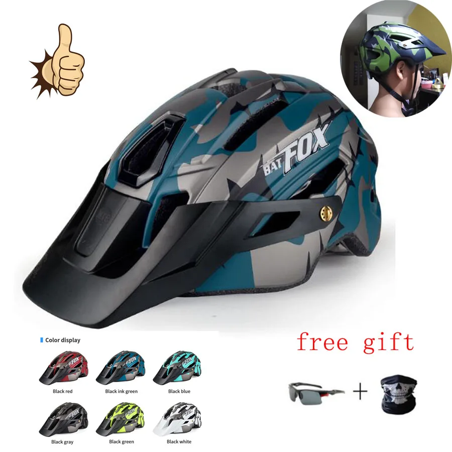 

BATFOX Racing Bicycle Helmets with Light In-Mold MTB Road Cycling Cap for Adult Ultralight Helmet Sports Safety Equipment