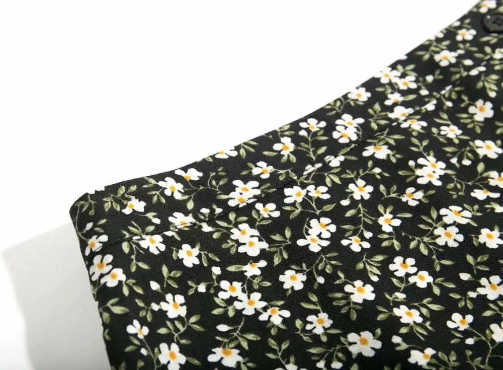 Bazaleas тонкая юбка миди с запахом винтажная ромашками черная для женщин высокой