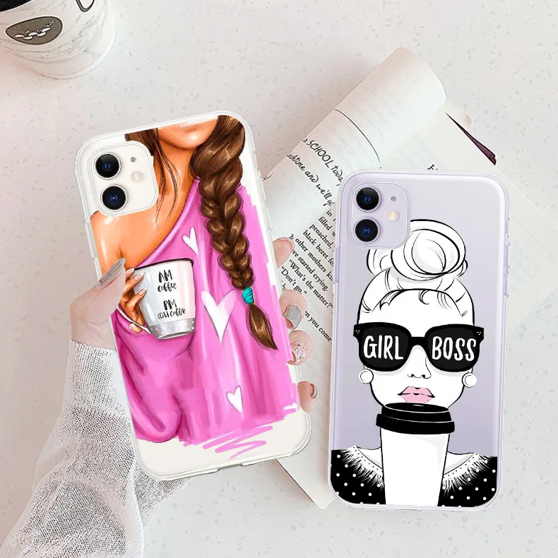 Модный прозрачный силиконовый чехол для телефона с изображением французского