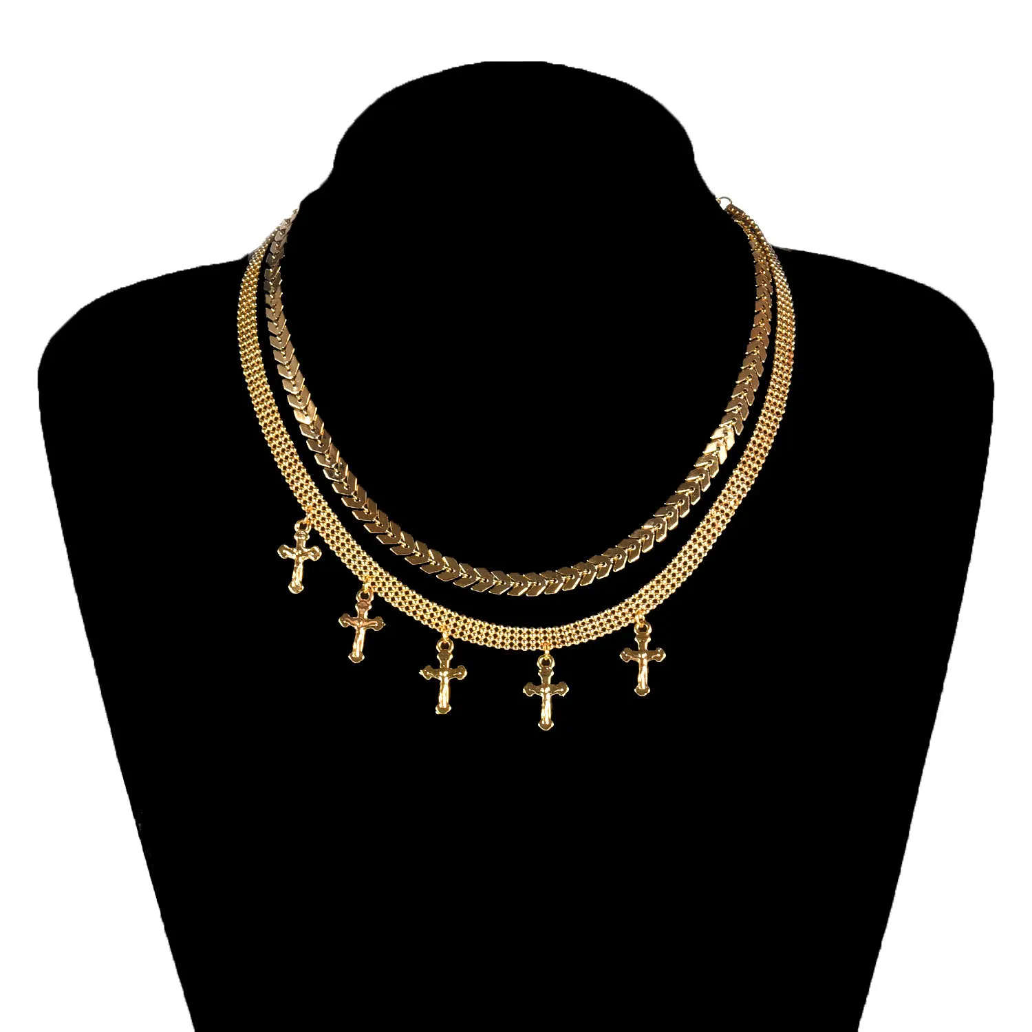 Модное металлическое ожерелье с подвеской-крестом Чокеры для женщин