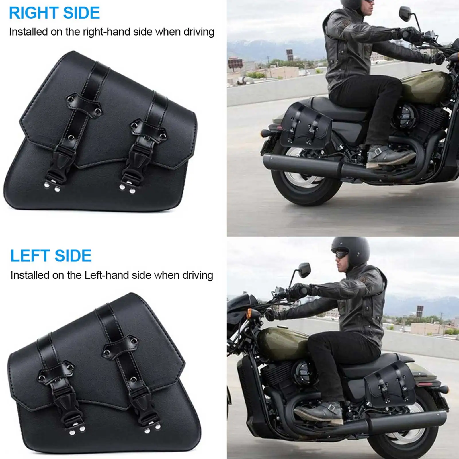 

2PCS Motorcycle Saddlebag Set PU leather Slant Motorcycle Saddlebag Set Motorcycle Stowing Tidying Accessories