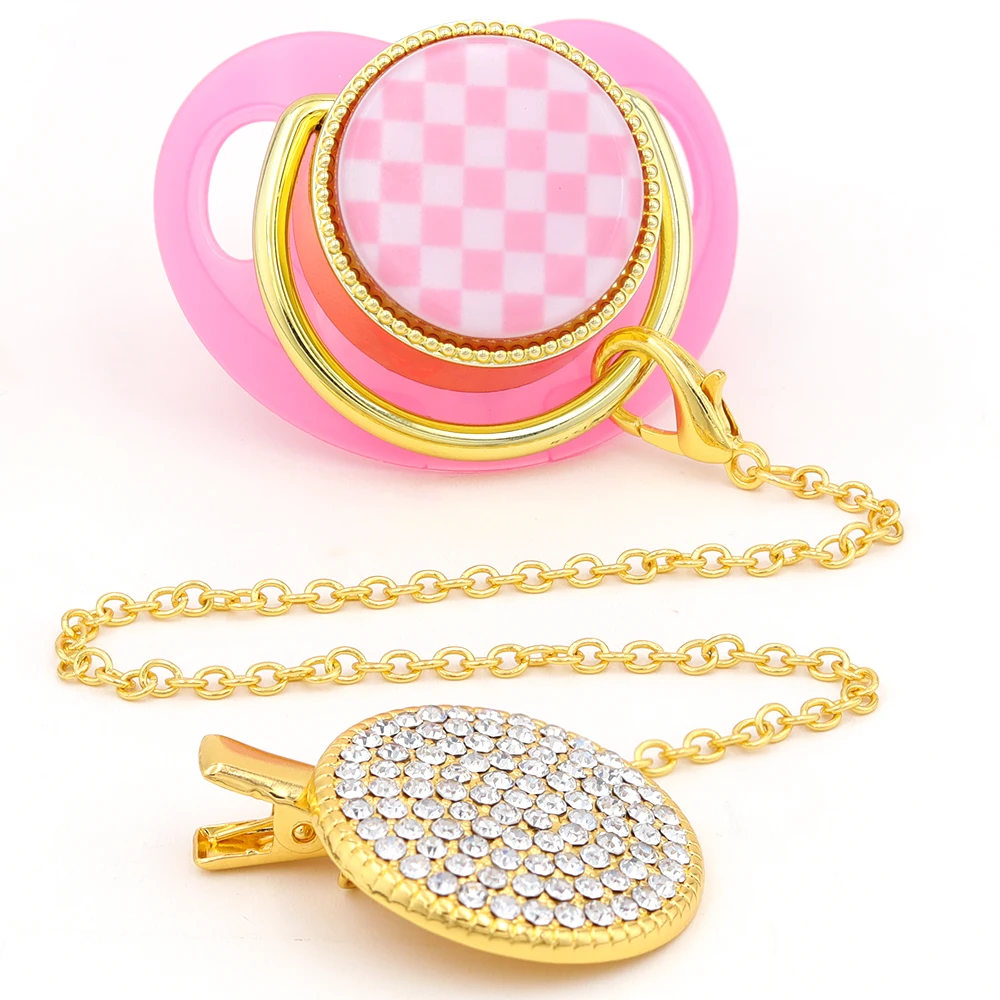 

Соски соска для младенца для новорожденных держатель для пЗолотые бусины для соски-пустышки, Детская Соска-пустышка с зажимом на цепочке, д...