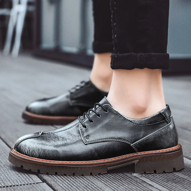 

Casual Leather Shoes Men Mens Causal Shoes Man Casual Men Fashion Black Flat Leather Sneakers Hot Sale For Breathable Men's