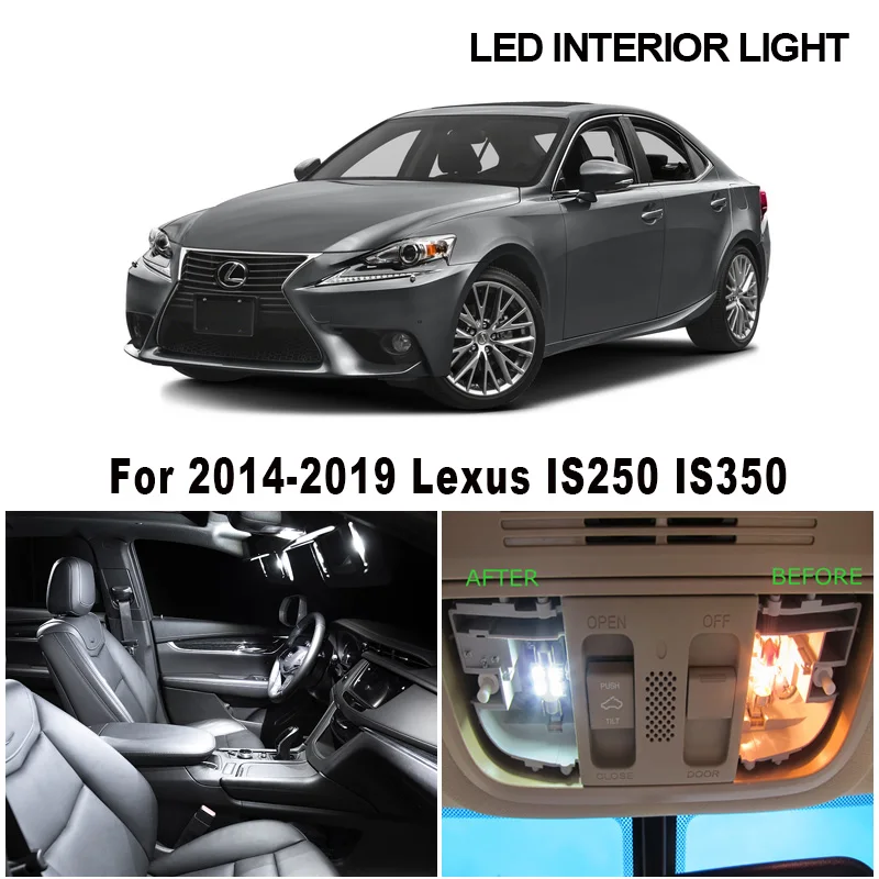 

12pcs White Canbus Car Interior Reading Lamp LED Light Bulbs Kit for 2014-2019 Lexus IS250 IS350 Map Dome Vanity Mirror Lamp
