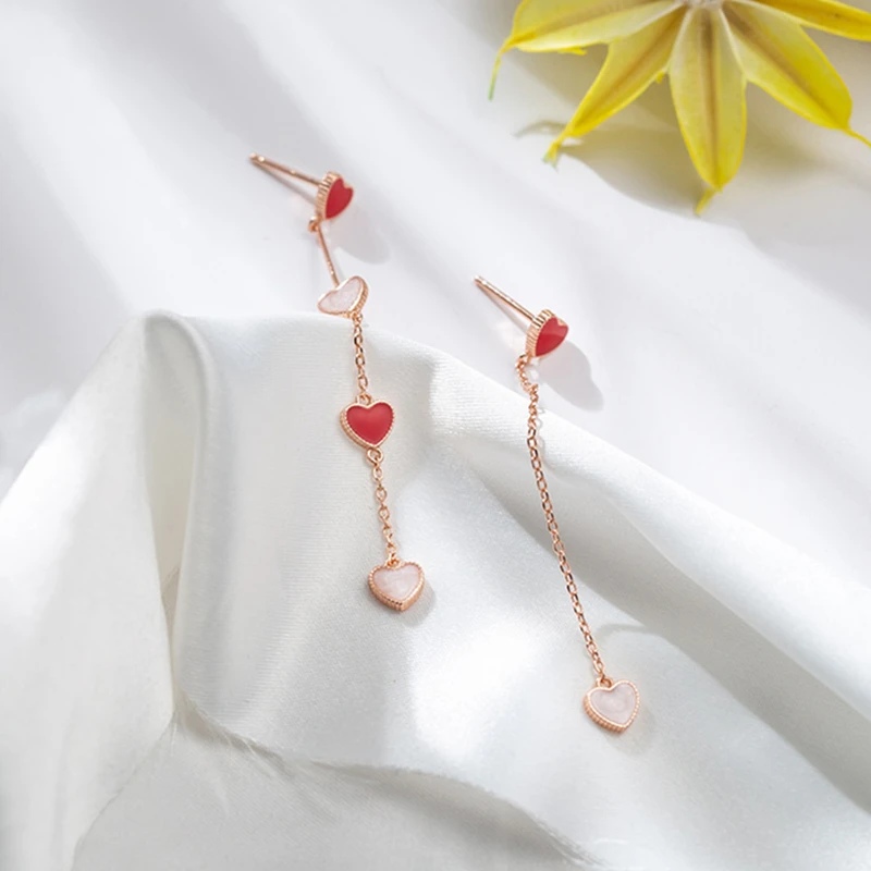BONLAVIE S925 Серебряные серьги в форме сердца женские японские и корейские